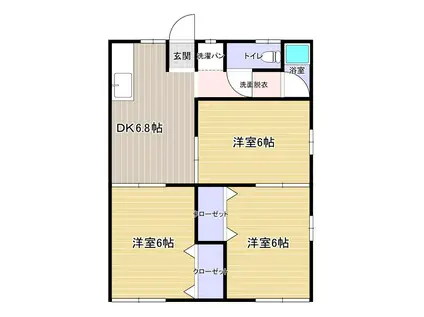 国衙ハイツ(3DK/1階)の間取り写真