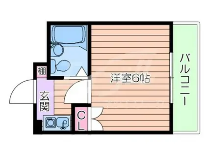 パークサイド別府(1K/3階)の間取り写真