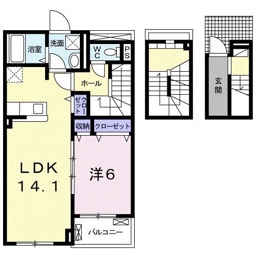 メイプル ヒルズ(1LDK/3階)の間取り写真
