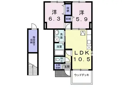 ロワジールIII(2LDK/1階)の間取り写真