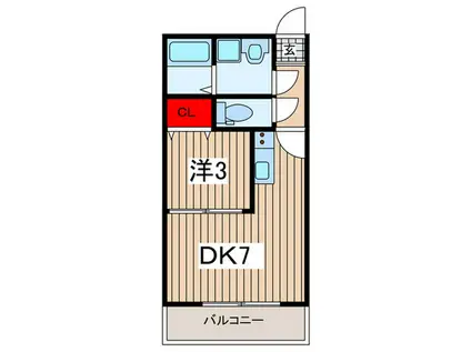 LALUCE宮原 サウス(1DK/1階)の間取り写真