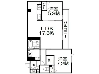 シャーメゾン ケイティーエムサード(2LDK/3階)の間取り写真