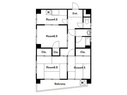 尾上ビル(3K/2階)の間取り写真