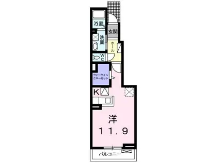 ハピネス・I(1K/1階)の間取り写真