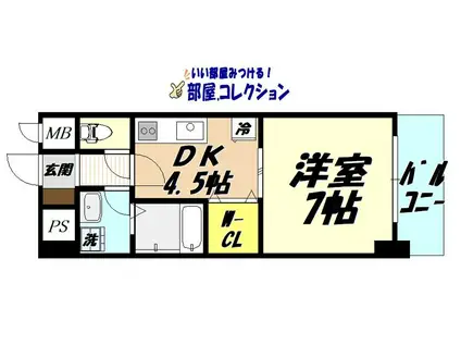 サンルーヴル(1DK/6階)の間取り写真