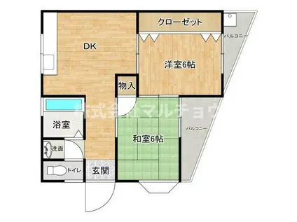 サンライズ上万呂(2LDK/1階)の間取り写真