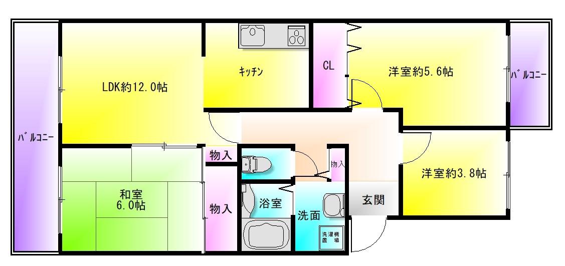 ヴィラ赤とんぼ(3LDK/4階)の間取り写真