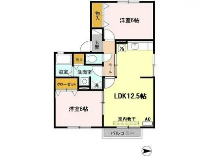 コーポビューラーII(2LDK/1階)の間取り写真