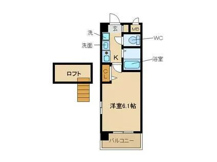 エステムコート新大阪Vソレックス(1K/5階)の間取り写真