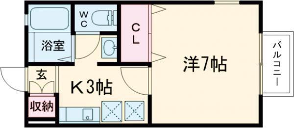 プロスパリティー(1K/1階)の間取り写真