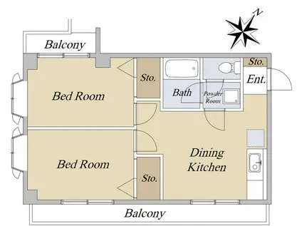セブンスターハイツ石神井台(2DK/1階)の間取り写真