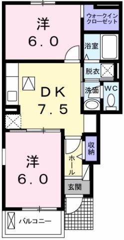 ミルト住吉III(2DK/1階)の間取り写真