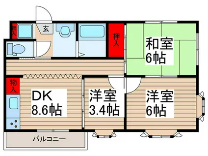 メゾン石川(3DK/2階)の間取り写真