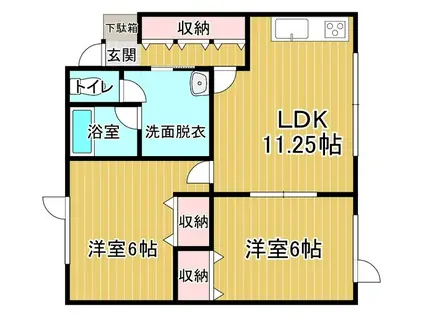 コーポダウンタウンII(2LDK/1階)の間取り写真