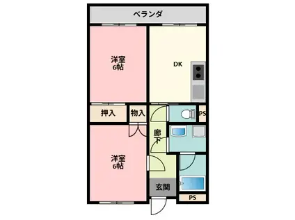 ポワールマンション(2DK/3階)の間取り写真