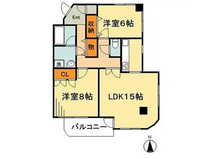 サンシャイン90(2LDK/3階)の間取り写真