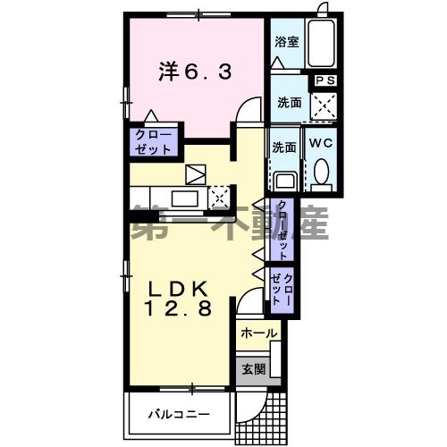 サンセールIV(1LDK/1階)の間取り写真