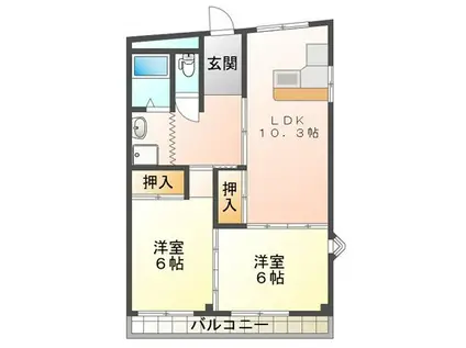 コーポ・すかいん(2LDK/3階)の間取り写真