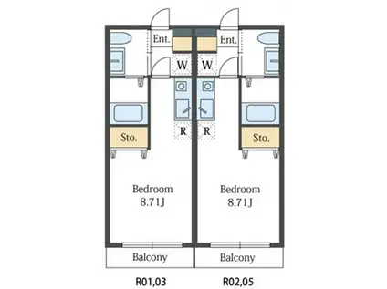 ラピード(ワンルーム/2階)の間取り写真