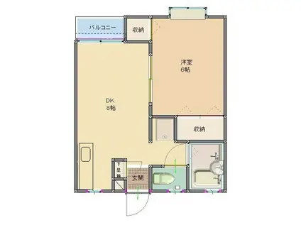 スペーシア(1DK/1階)の間取り写真