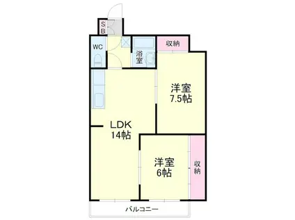 キャトルセゾン(2LDK/4階)の間取り写真