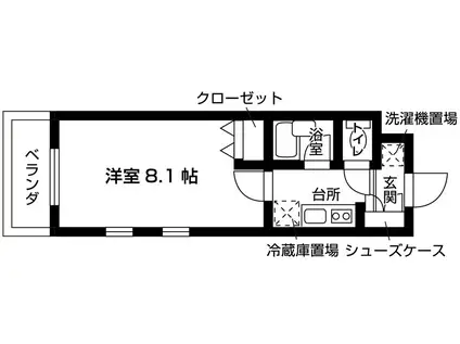 エムエムエス ウエスト(1K/2階)の間取り写真
