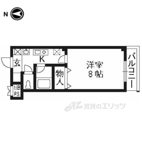 WISTARIA鞍馬口(1K/1階)の間取り写真