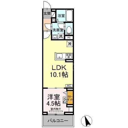セレスティア池袋立教通(1LDK/1階)の間取り写真