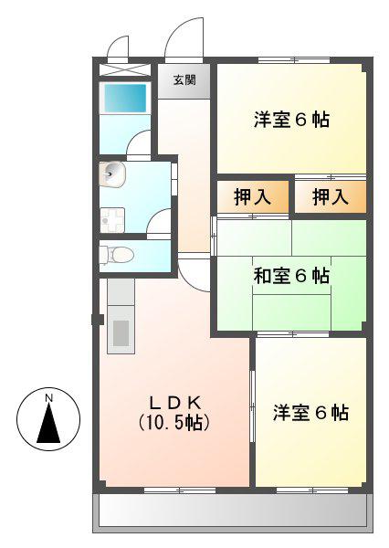 ハイツ・エスポアール(3LDK/3階)の間取り写真
