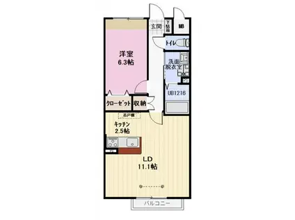 ハーミテージ(1LDK/2階)の間取り写真