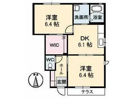 シャーメゾンRI`SE(2DK/1階)の間取り写真