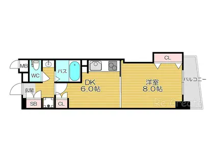 コンソラーレ日本橋(1DK/9階)の間取り写真