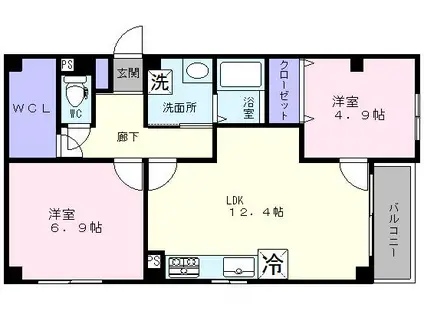 ウエスト(2LDK/2階)の間取り写真