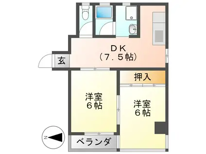 アトーレHAYASHI(2DK/5階)の間取り写真