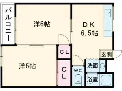 コーポ阿倉川(2DK/2階)の間取り写真