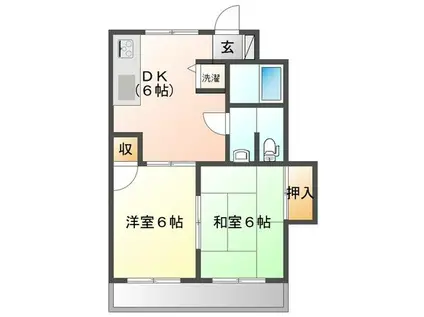 ヴィアーレヤマザキA(2DK/1階)の間取り写真