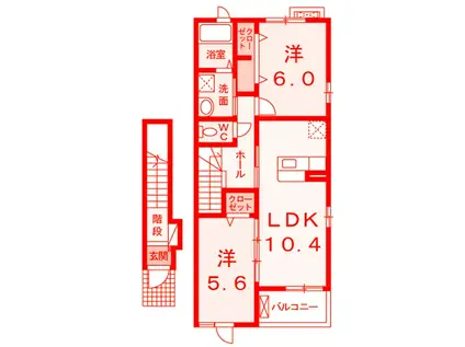 ジュウェル鎌倉壱番館(2LDK/2階)の間取り写真