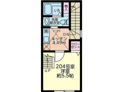 シティハイツ大船町(1K/2階)の間取り写真