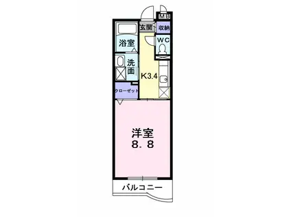 ルーブル・ベル(1K/1階)の間取り写真