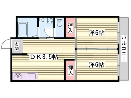 グリーンヒル舞子A(2DK/2階)の間取り写真