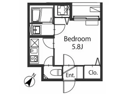 クラーロ三軒茶屋(1K/1階)の間取り写真