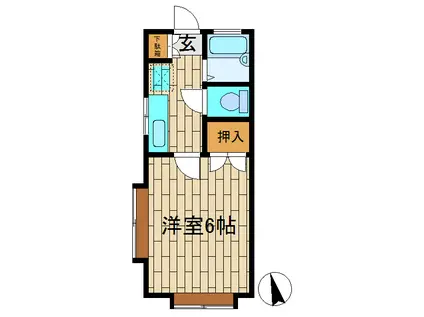 ヴァンベール仲町(1K/1階)の間取り写真