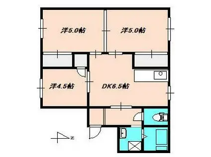 黄金ハイツ第3(3DK/1階)の間取り写真