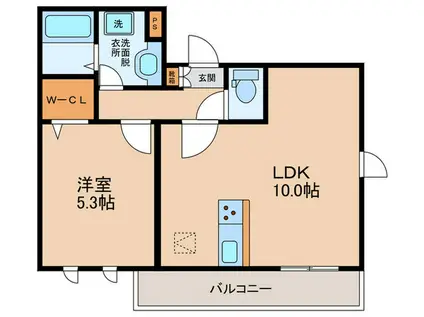 セジュールオッツT(1LDK/1階)の間取り写真