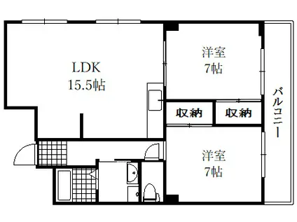 リッチウォーク大倉山(2LDK/4階)の間取り写真