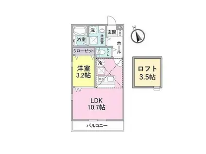 丘の上テラス菊名C棟(1LDK/2階)の間取り写真