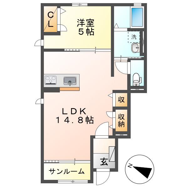 リバーテラスイヴ(1LDK/1階)の間取り写真
