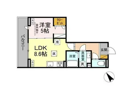 CRADLEクレイドル(1LDK/2階)の間取り写真