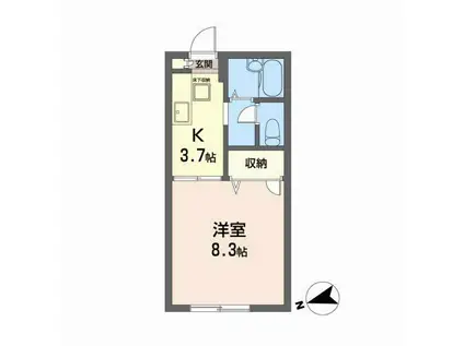 グランパルク(1K/1階)の間取り写真