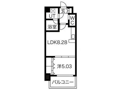 CHOEI65プレジオ中津(1LDK/7階)の間取り写真